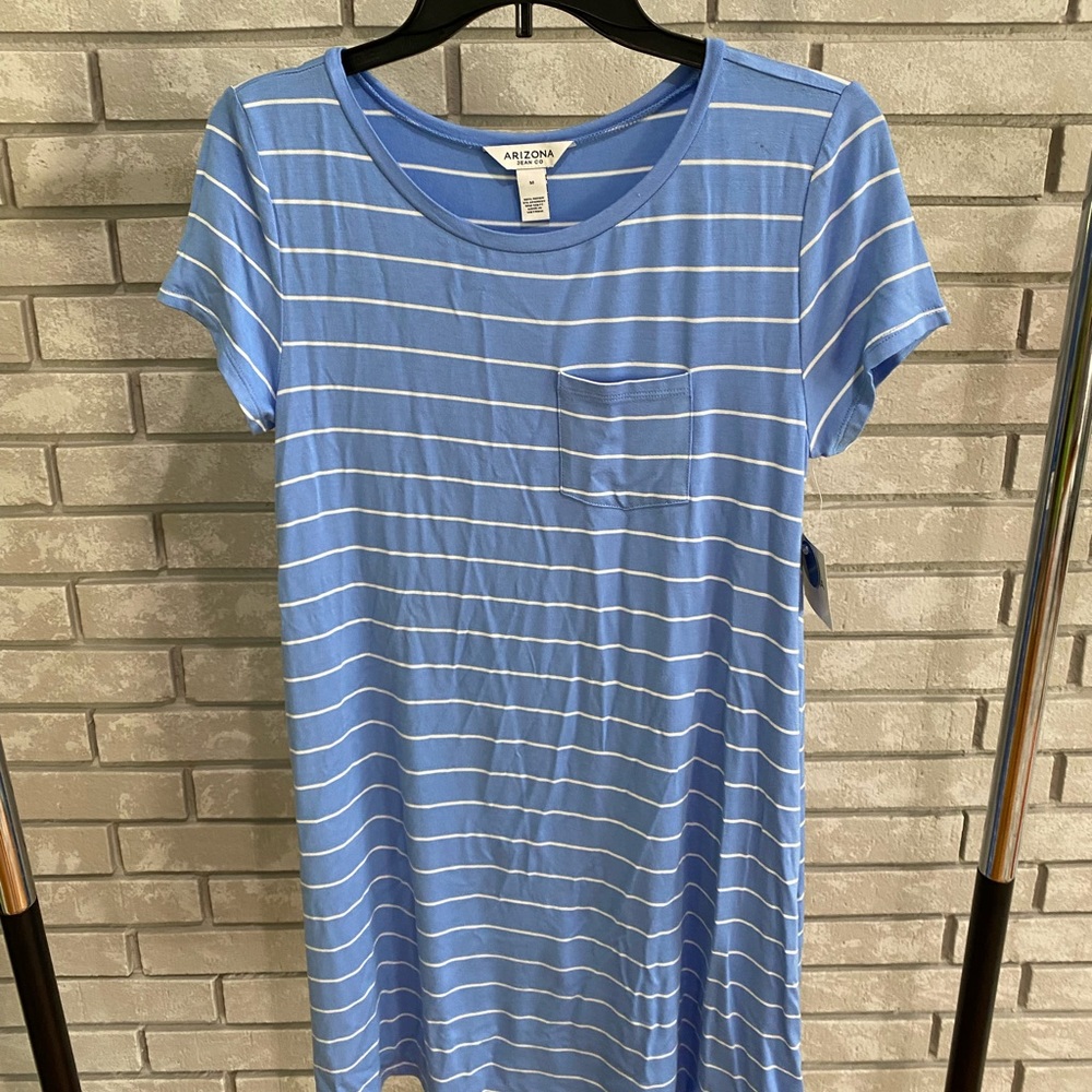 Arizona flowy blue and white striped dress